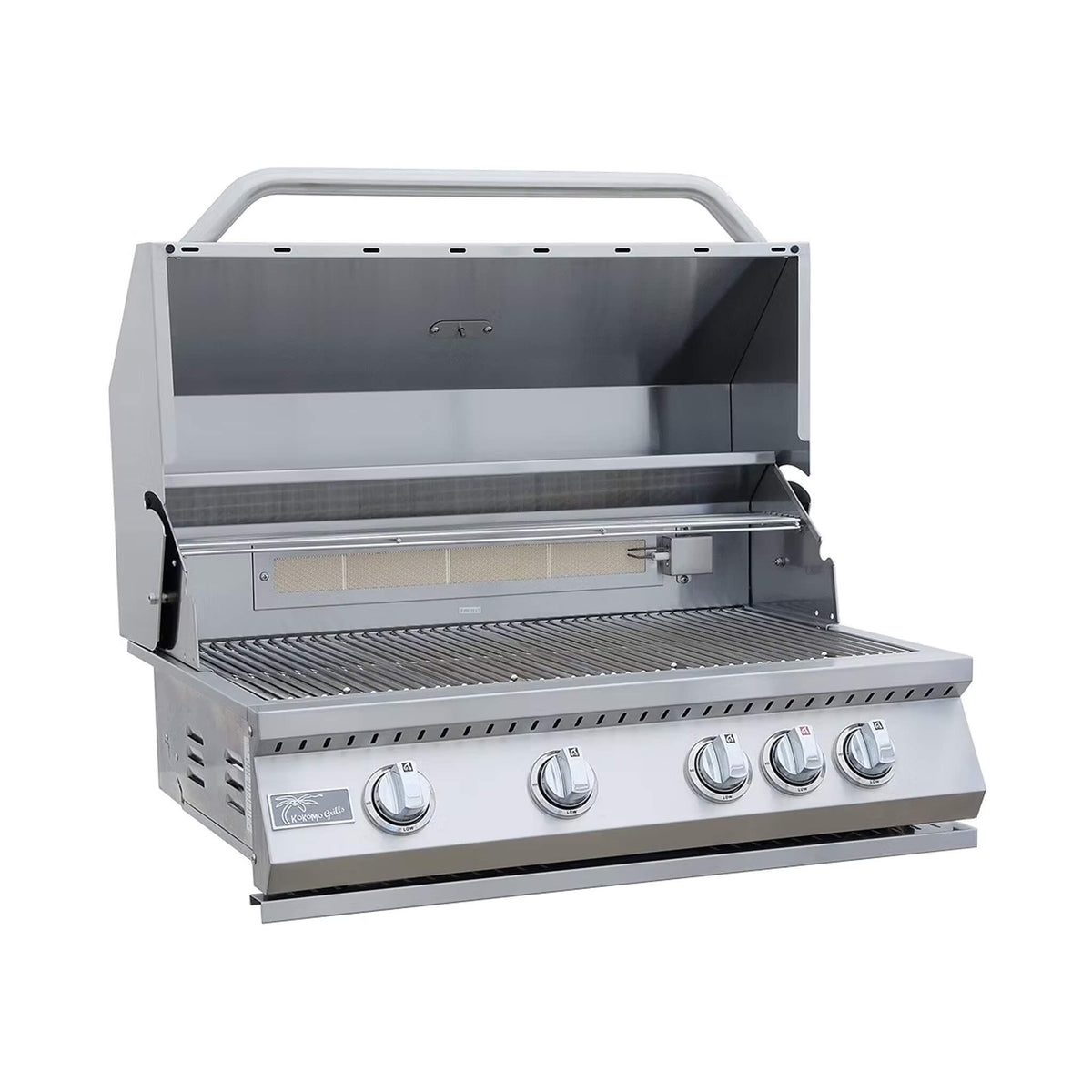 KoKoMo Grills Baja 9FT BBQ Island With LEDs, Built-In BBQ And Refrigerator [Made-To-Order] (SAK85739) - The Vitality Estate