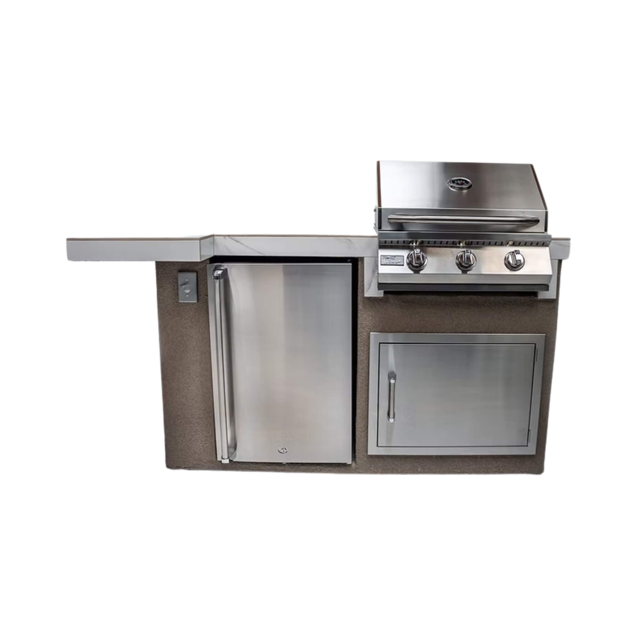 KoKoMo Grills Mini Maui 6FT BBQ Island With LED Lights, Built-In BBQ And Refrigerator [Made-To-Order] (SAK53828) - The Vitality Estate