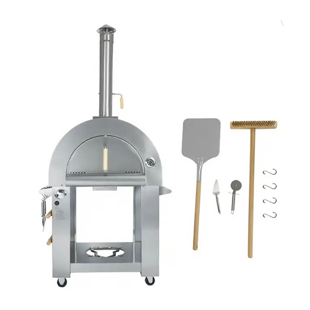 KoKoMo Grills Premium 32-Inch Stainless Steel Dual Fuel Gas Or Wood Fired Pizza Oven [KO-PIZZAOVEN] (SAK14753) - The Vitality Estate