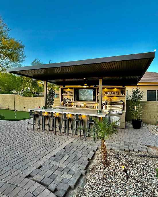 KoKoMo Outdoor Kitchen Pavilion – 20'x20' Luxury BBQ Island with 70" TV, Bar, Grill, Kegerator & More - The Vitality Estate