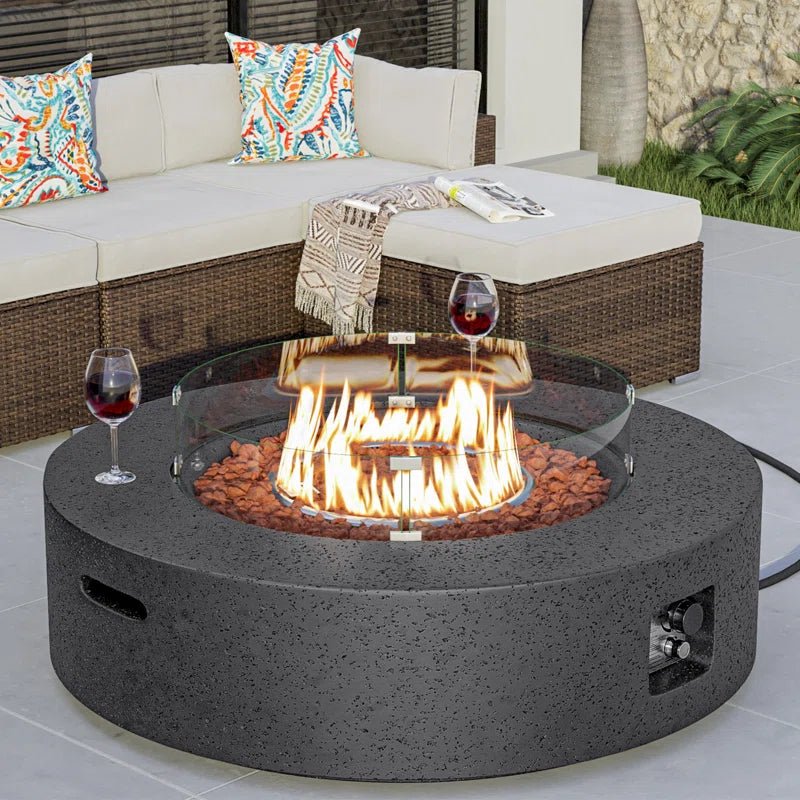 Langport Concrete Propane Fire Pit Table - The Vitality Estate