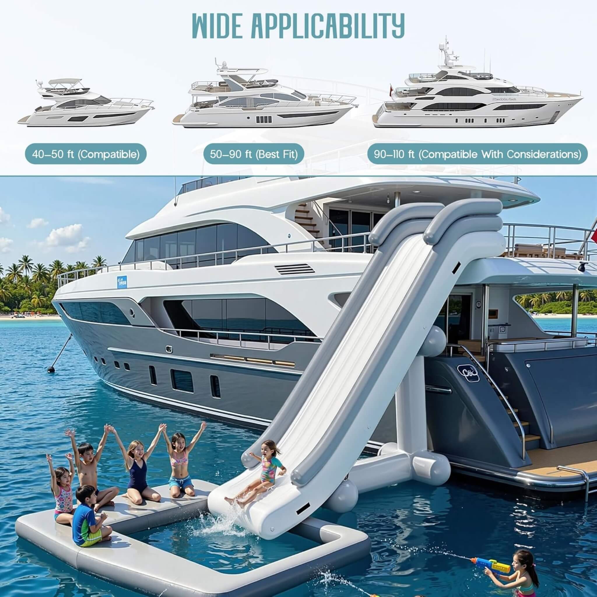 Large 16FT Commercial Inflatable Yacht Water Slide With Pump (SAK48172) - The Vitality Estate