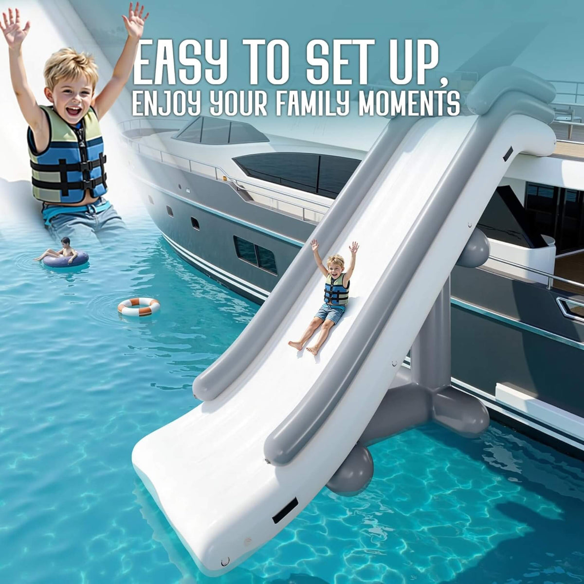 Large 16FT Commercial Inflatable Yacht Water Slide With Pump (SAK48172) - The Vitality Estate