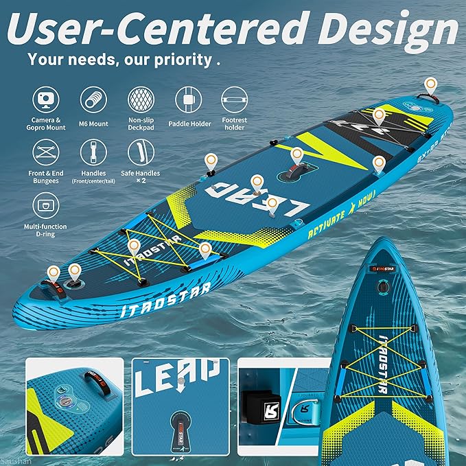 Lead 11‘ x 33" / 12’×35" Inflatable Stand Up Paddle Board - Premium SUP Board Kit - Ultra Stable Paddleboard for Adults & Youth - All Skill Levels - for Lakes, Oceans - The Vitality Estate