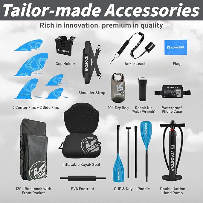 Lead 11‘ x 33" / 12’×35" Inflatable Stand Up Paddle Board - Premium SUP Board Kit - Ultra Stable Paddleboard for Adults & Youth - All Skill Levels - for Lakes, Oceans - The Vitality Estate
