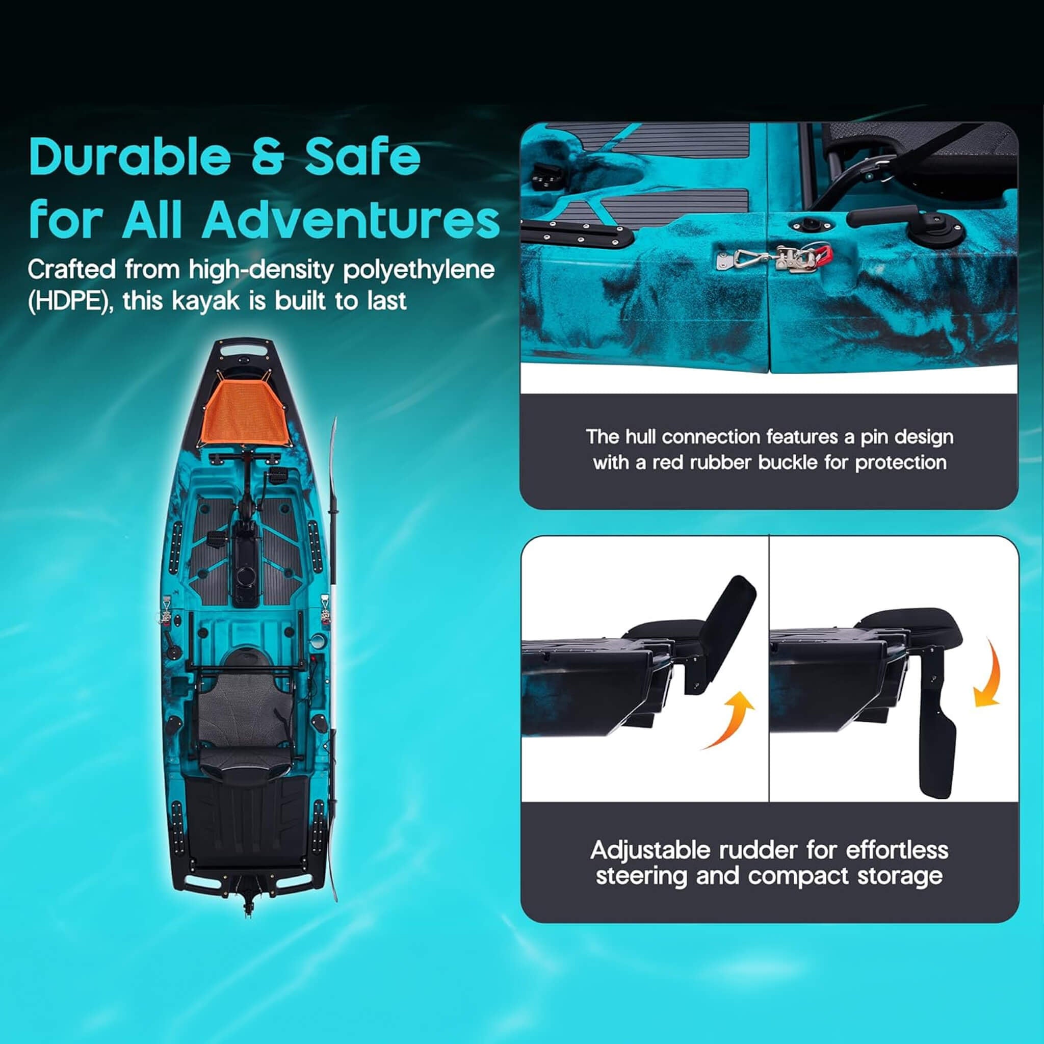 Lightweight 10FT 1-Person Modular Fishing Kayak With Propeller Drive System (SAK67032) - The Vitality Estate