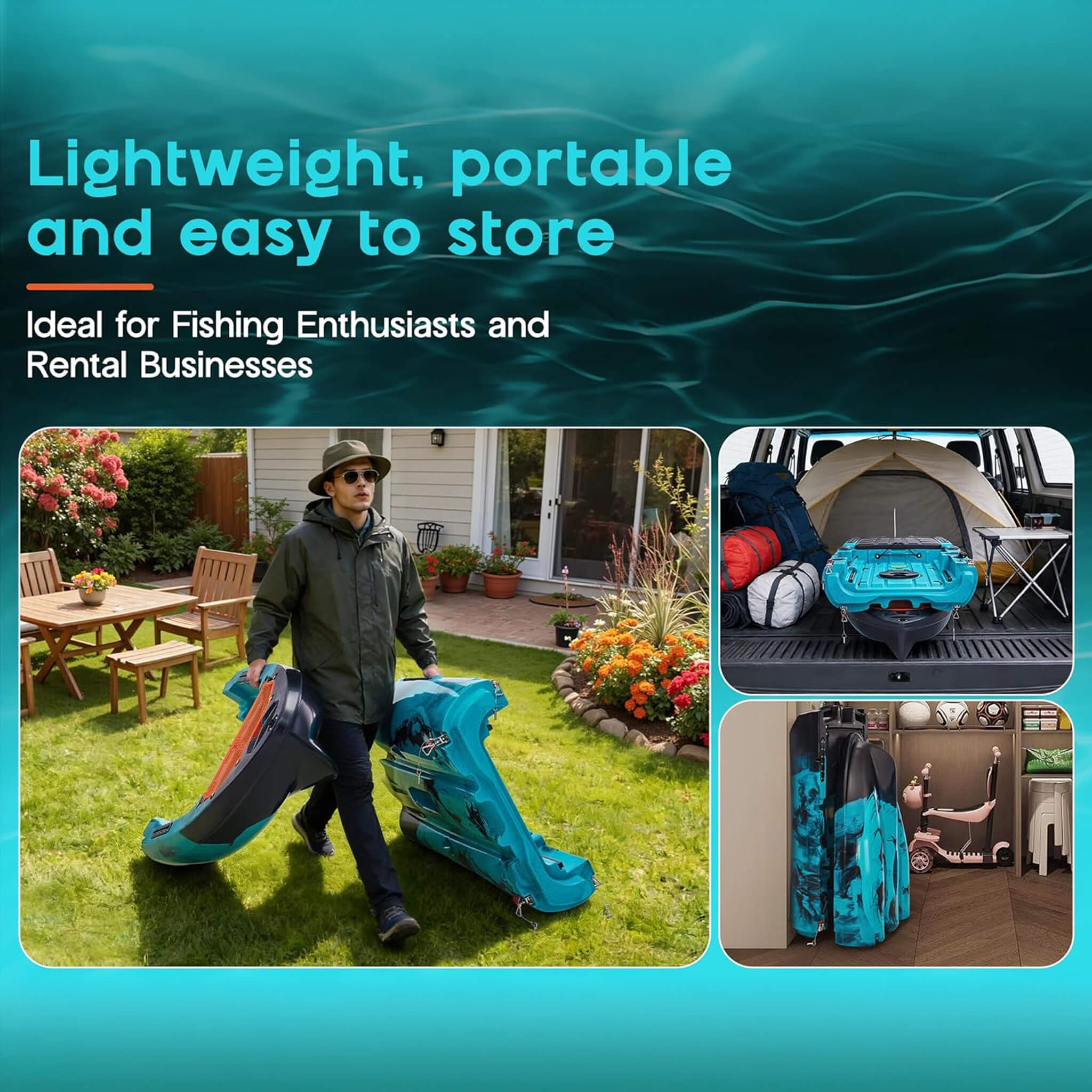 Lightweight 10FT 1-Person Modular Fishing Kayak With Propeller Drive System (SAK67032) - The Vitality Estate