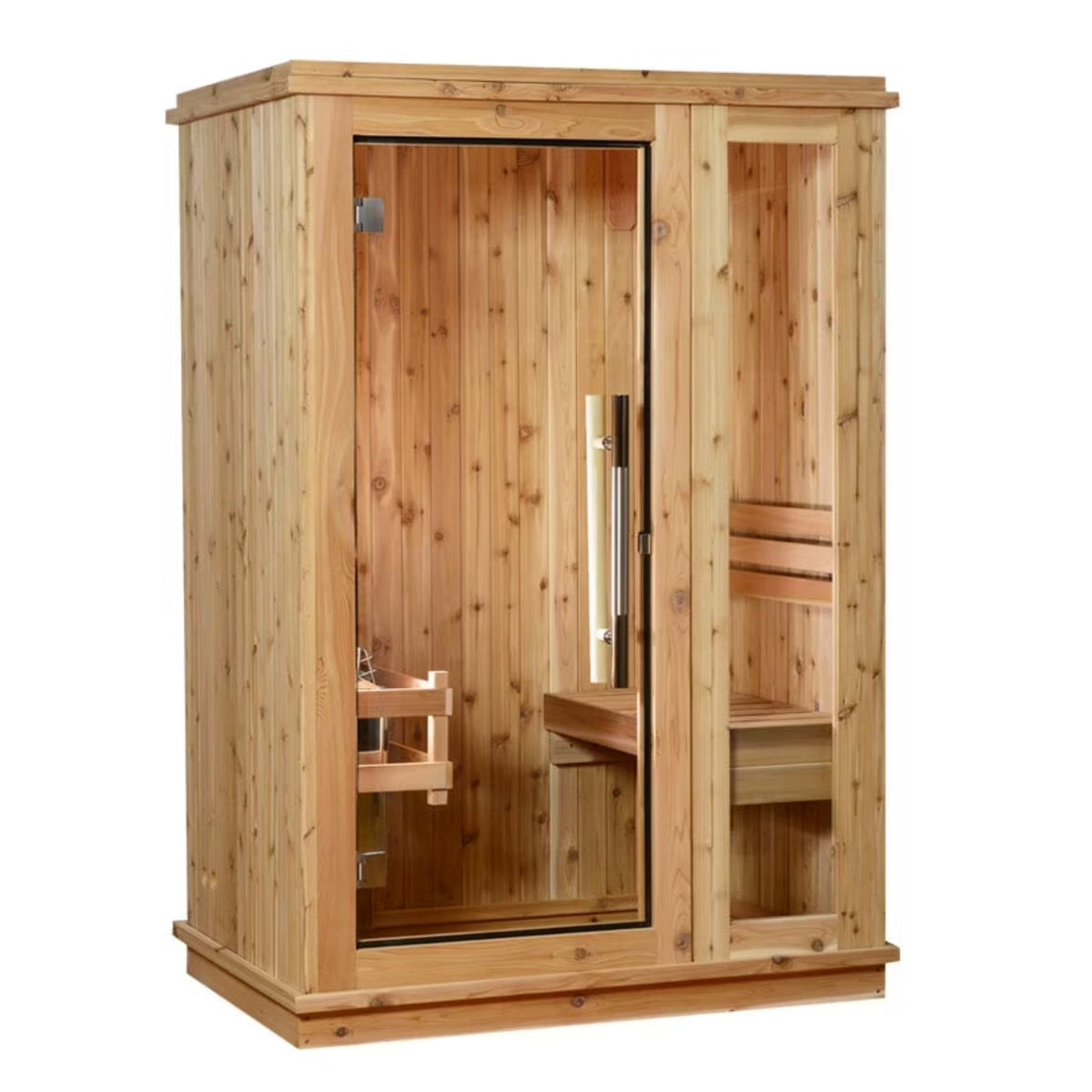 Logan 1-Person Indoor Sauna in Rustic Cedar - The Vitality Estate