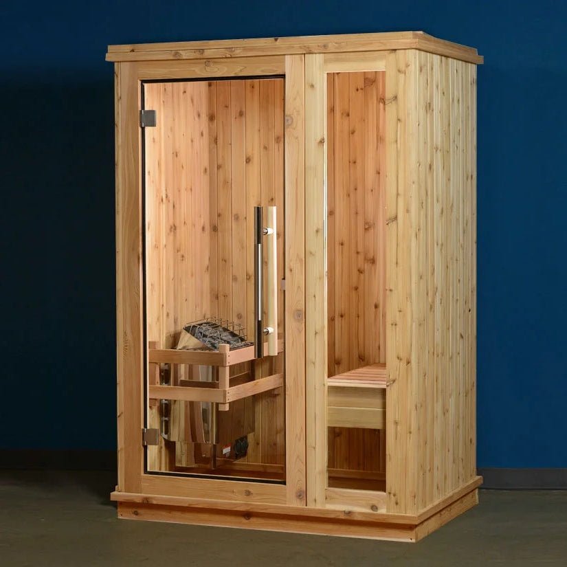 Logan 1-Person Indoor Sauna in Rustic Cedar - The Vitality Estate