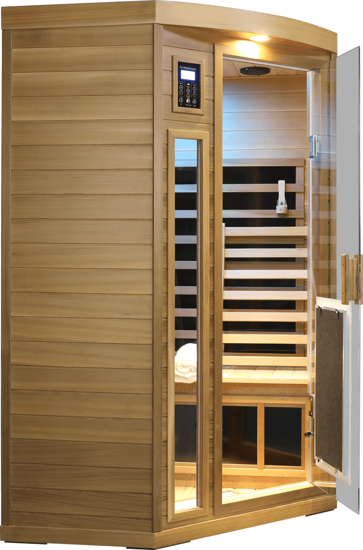 Low EMF Two person Far-infrared Red cedar Deluxe indoor pentagonal sauna room - The Vitality Estate