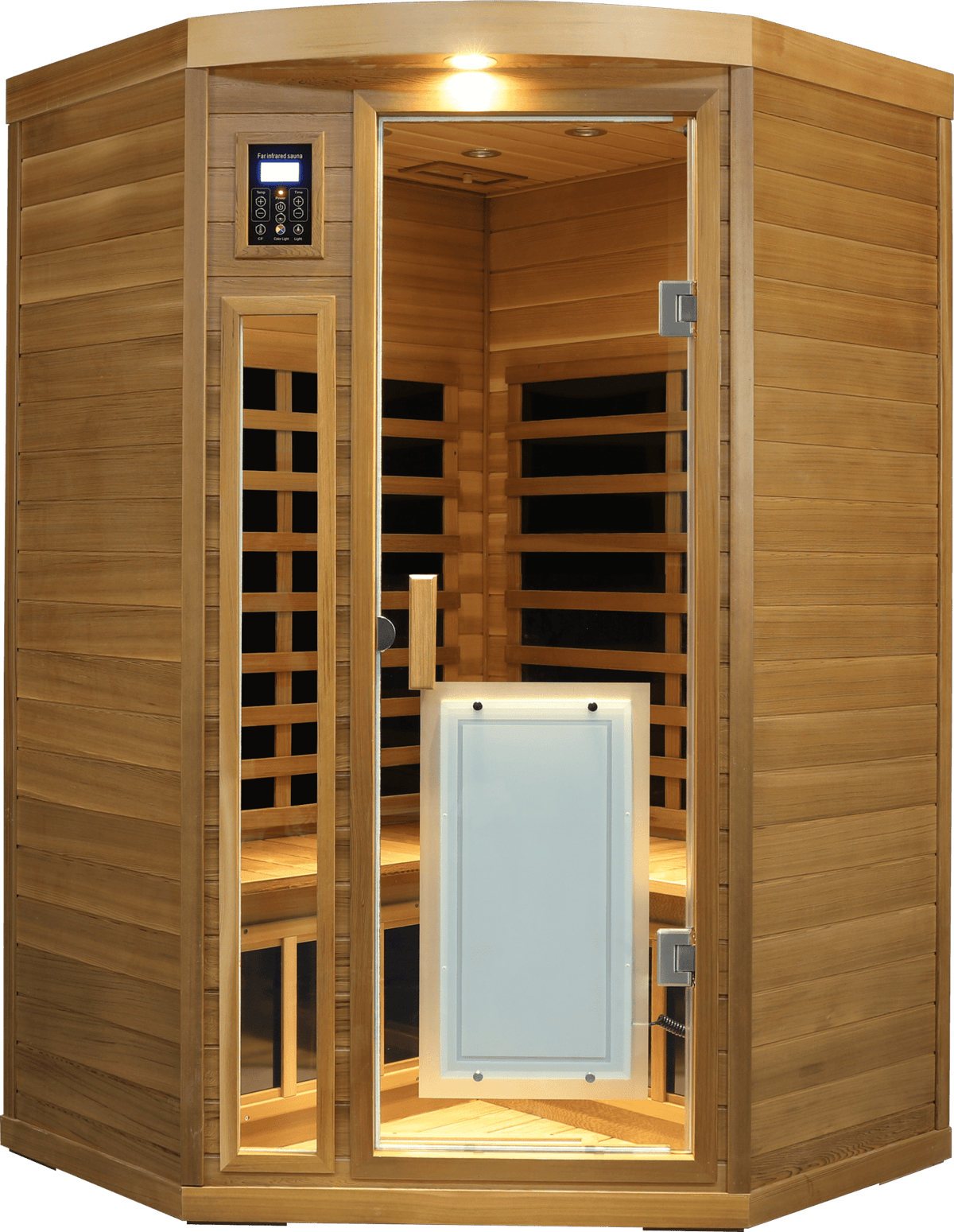 Low EMF Two person Far-infrared Red cedar Deluxe indoor pentagonal sauna room - The Vitality Estate