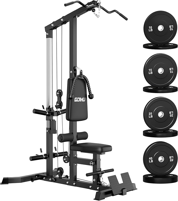 LS01 LAT Pulldown Machine, LAT Row Cable Machine with AB Crunch, LAT Tower with Cable Row Attachments, 3 in 1 Pulley Stations for Home Gym - The Vitality Estate