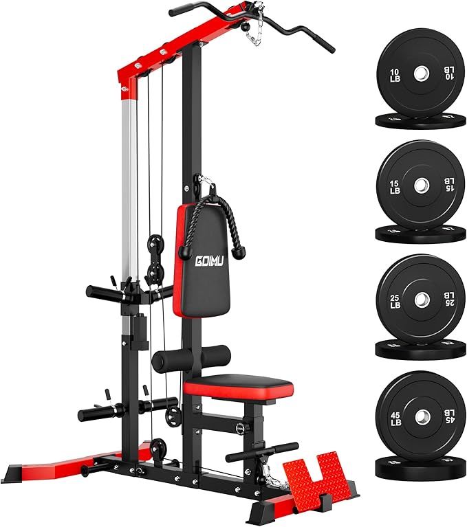 LS01 LAT Pulldown Machine, LAT Row Cable Machine with AB Crunch, LAT Tower with Cable Row Attachments, 3 in 1 Pulley Stations for Home Gym - The Vitality Estate