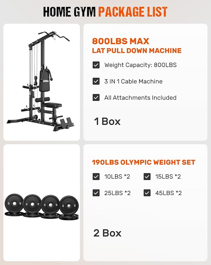 LS01 LAT Pulldown Machine, LAT Row Cable Machine with AB Crunch, LAT Tower with Cable Row Attachments, 3 in 1 Pulley Stations for Home Gym - The Vitality Estate
