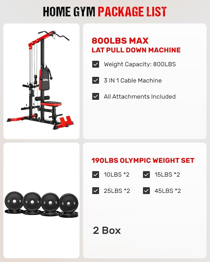 LS01 LAT Pulldown Machine, LAT Row Cable Machine with AB Crunch, LAT Tower with Cable Row Attachments, 3 in 1 Pulley Stations for Home Gym - The Vitality Estate