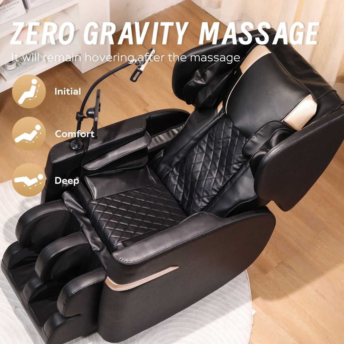 Massage Chair Recliner With Zero Gravity And Full Body Air Pressure - Black - The Vitality Estate
