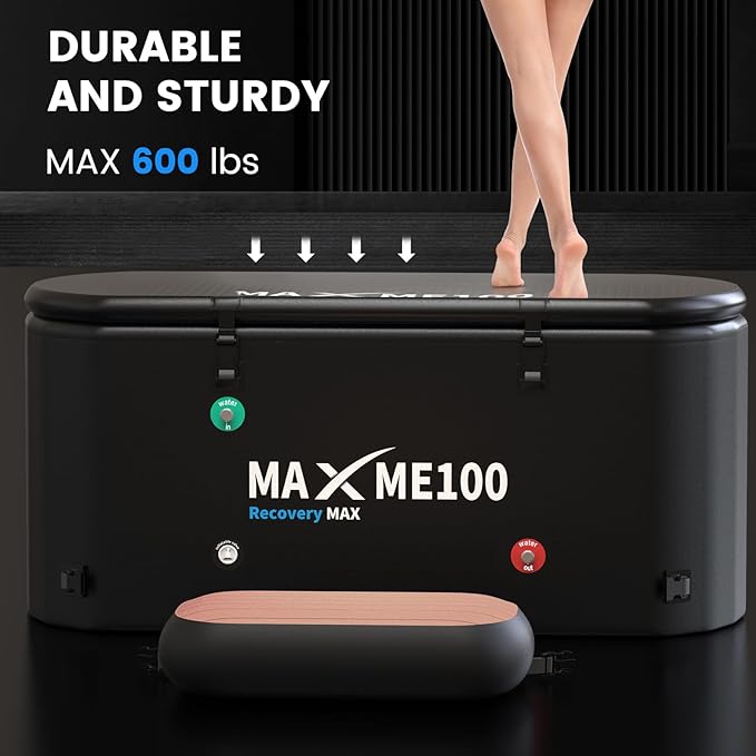MAXME100® Cold Plunge Tub, Ice Bath Tub, XXXL Cold Plunge With Non-Slip Step, Upgraded HSBMF Material, Dual- Action Pump, Water Chiller Compatible, Portable, Inflatable, Outdoor, Indoor, Athletes - The Vitality Estate