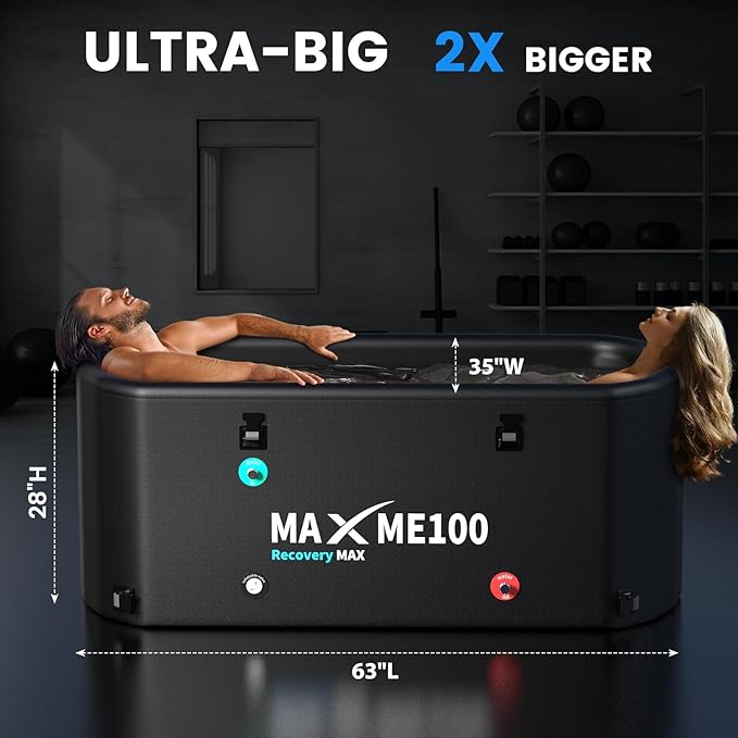 MAXME100® Cold Plunge Tub, Ice Bath Tub, XXXL Cold Plunge With Non-Slip Step, Upgraded HSBMF Material, Dual- Action Pump, Water Chiller Compatible, Portable, Inflatable, Outdoor, Indoor, Athletes - The Vitality Estate
