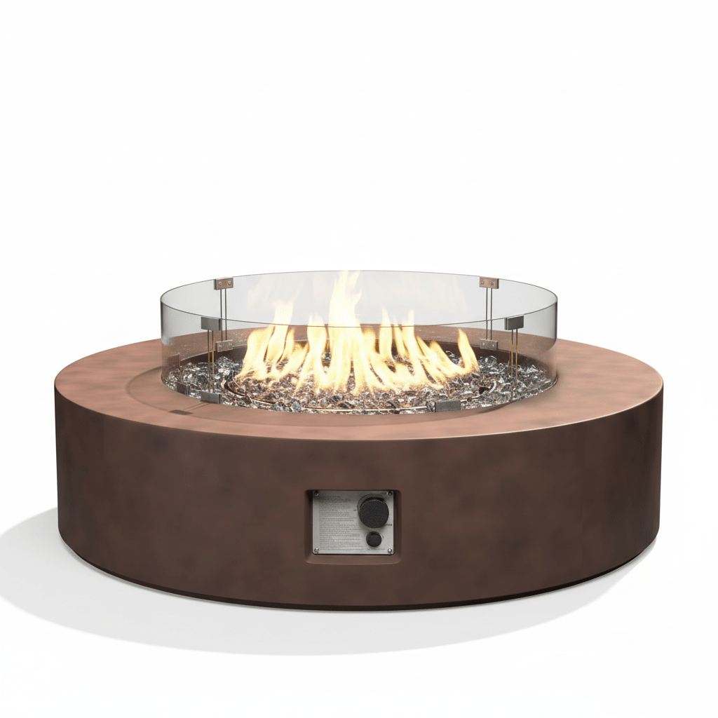 MGO Outdoor Propane Fire Pit Table with Wind Guard, Transparent Gray Fire Glass, Waterproof Cover for Garden, Backyard - The Vitality Estate