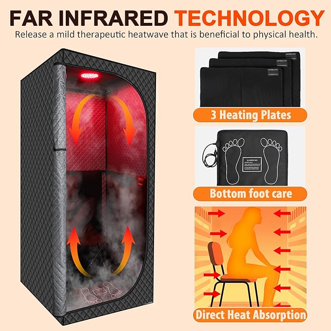 MIXC Upgraded Infrared Sauna Box for Relaxation,Detoxification,Dry steam Sauna Box for Home,Folding Chair,Multiple Layered Full Body Sauna Tent for Spa,Indoor,Outdoor,Gym - The Vitality Estate
