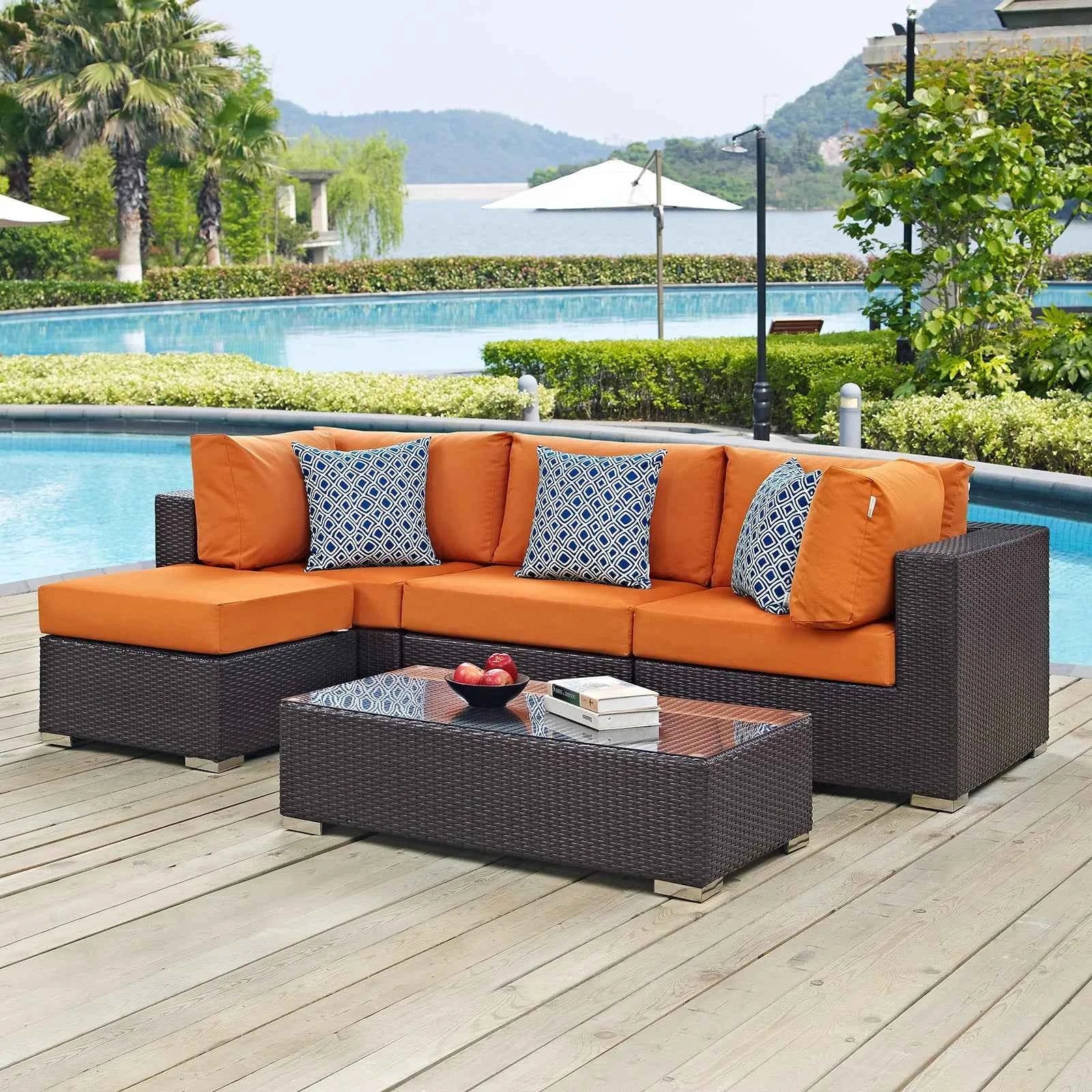 Modway Convene Outdoor Sectional Set - 5-Piece Patio Furniture for Ultimate Comfort - The Vitality Estate
