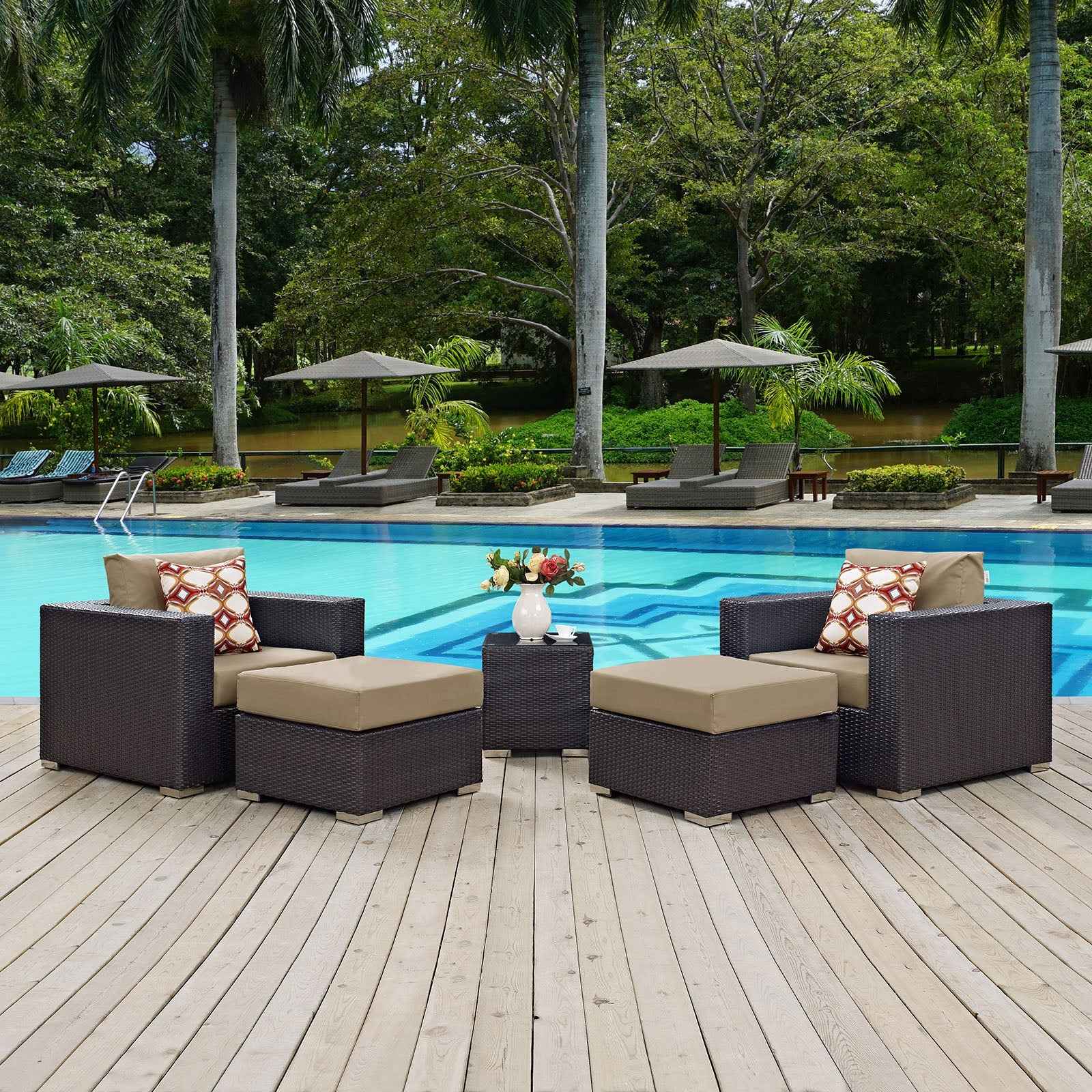 Modway Convene Outdoor Sectional Set - 5-Piece Patio Furniture for Ultimate Comfort - The Vitality Estate