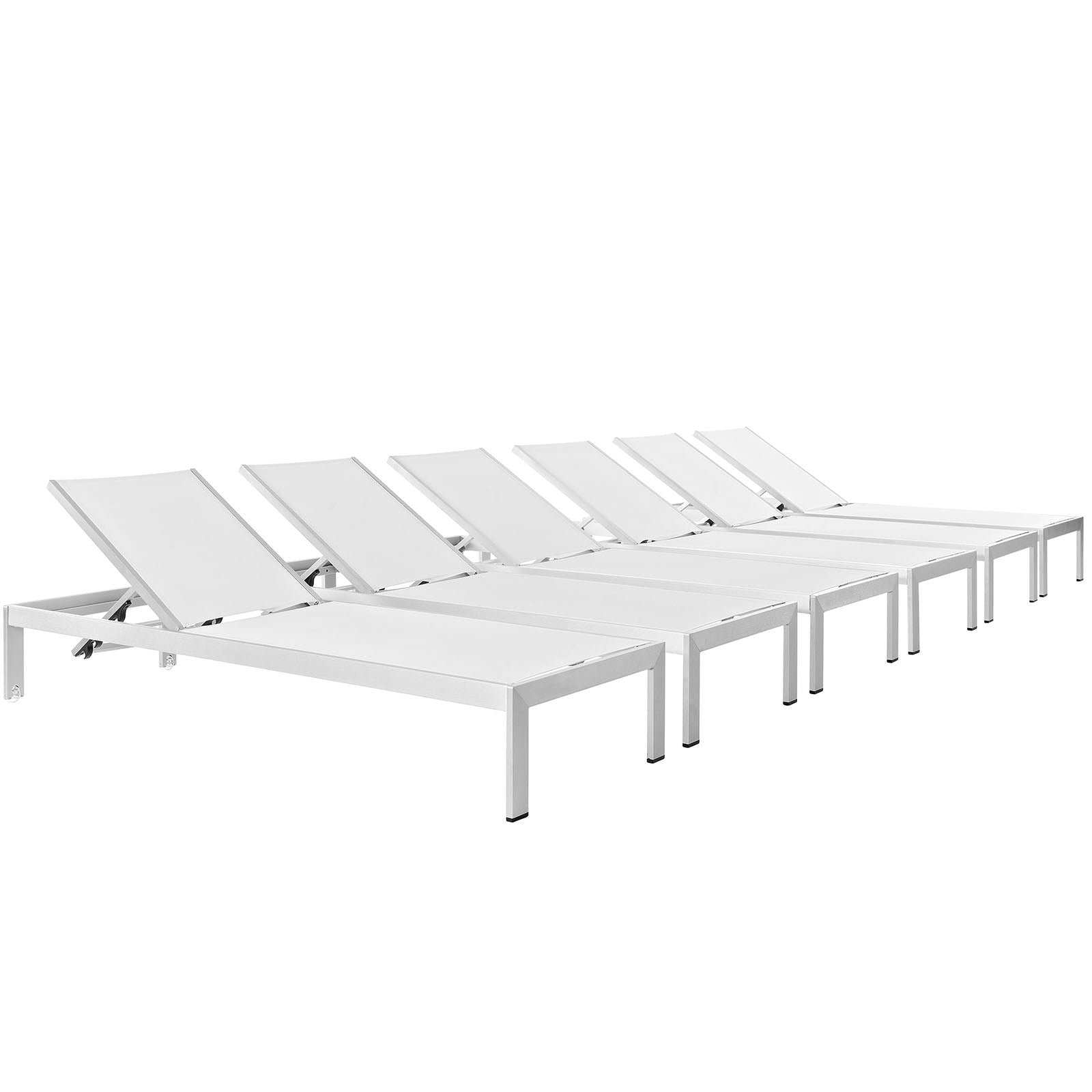 Modway Shore Outdoor Chaise Lounge Set – 6-Piece Aluminum Patio Collection - The Vitality Estate