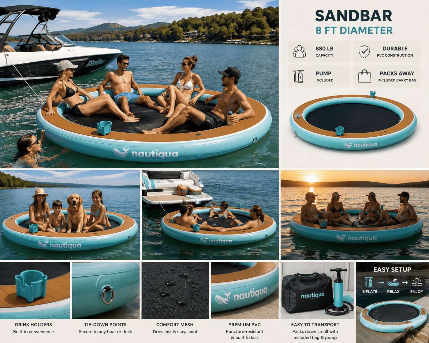 Nautiqua | SANDBAR | Personal Water Hammock - The Vitality Estate