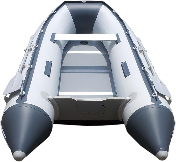 Newport 10ft 6in Newport Model Inflatable Dinghy Boat Transom Sport Tender - 5 Person - 15HP USCG Rated, White/Gray - The Vitality Estate