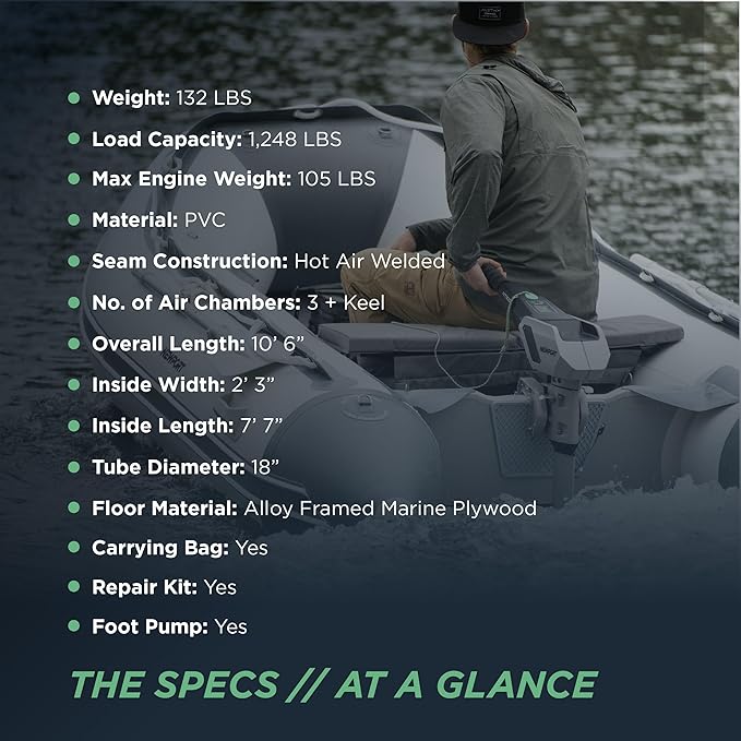 Newport 10ft 6in Newport Model Inflatable Dinghy Boat Transom Sport Tender - 5 Person - 15HP USCG Rated, White/Gray - The Vitality Estate