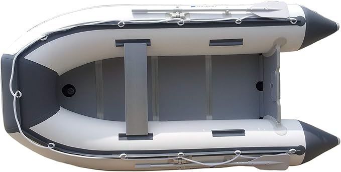 Newport 10ft 6in Newport Model Inflatable Dinghy Boat Transom Sport Tender - 5 Person - 15HP USCG Rated, White/Gray - The Vitality Estate