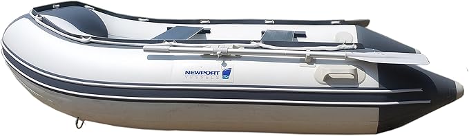Newport 8ft 10in Dana Inflatable Sport Tender Dinghy Boat - 3 Person - 10 Horsepower - USCG Rated, White/Gray - The Vitality Estate