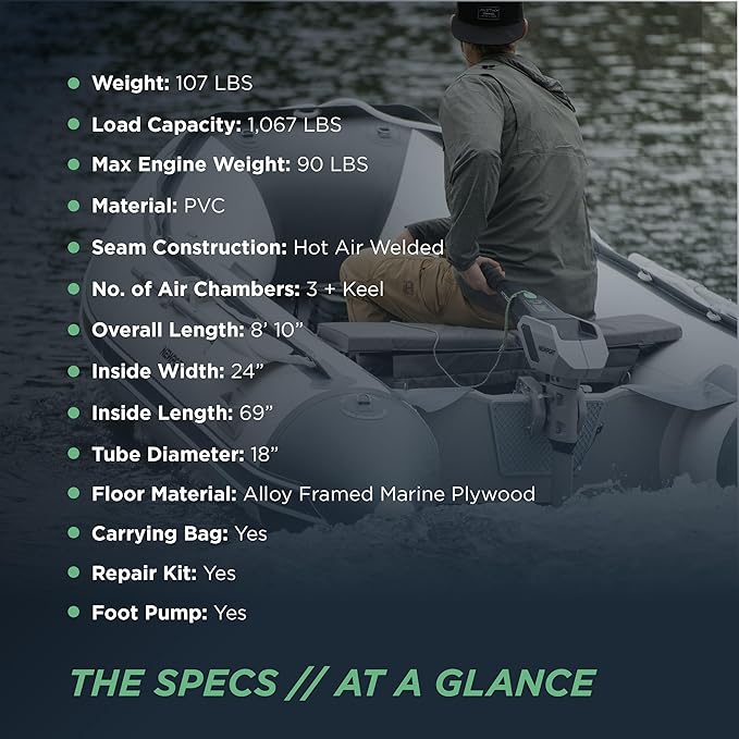 Newport 8ft 10in Dana Inflatable Sport Tender Dinghy Boat - 3 Person - 10 Horsepower - USCG Rated, White/Gray - The Vitality Estate