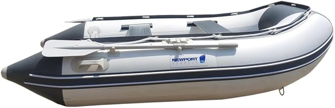 Newport 8ft 10in Dana Inflatable Sport Tender Dinghy Boat - 3 Person - 10 Horsepower - USCG Rated, White/Gray - The Vitality Estate