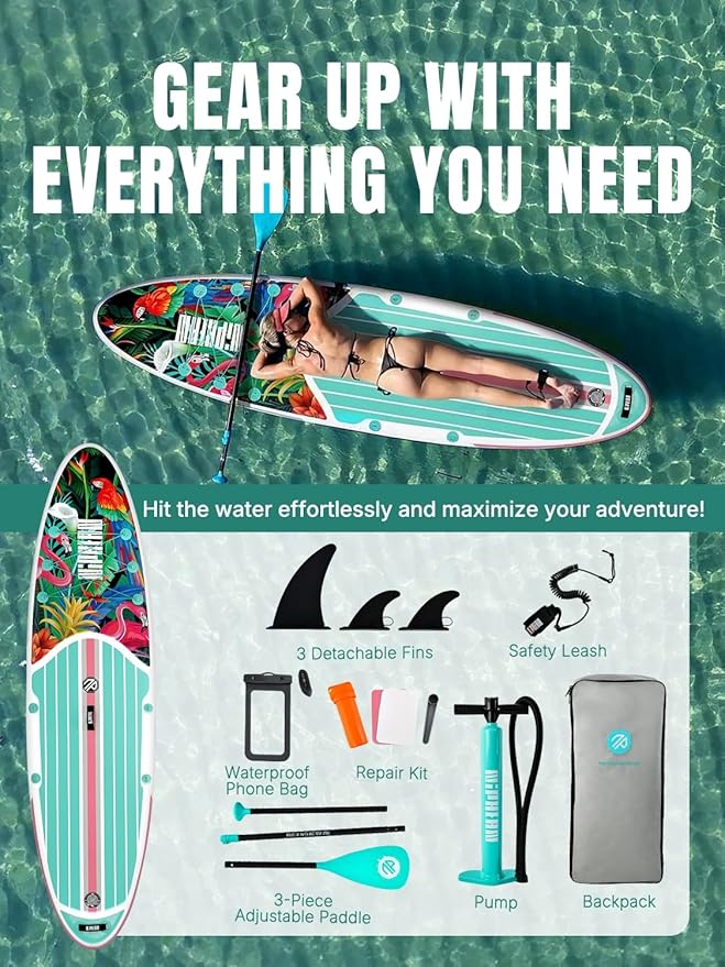 Niphean Inflatable Stand Up Paddle Board with SUP Accessories, Anti-Slip EVA Deck, 10’6’’ Inflatable Paddle Boards for Adults & Youth of All Skill Levels - The Vitality Estate