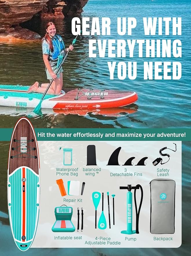 Niphean Inflatable Stand Up Paddle Board with SUP Accessories, Anti-Slip EVA Deck, 10’6’’ Inflatable Paddle Boards for Adults & Youth of All Skill Levels - The Vitality Estate