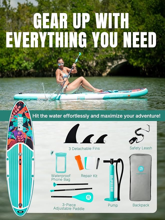 Niphean Inflatable Stand Up Paddle Board with SUP Accessories, Anti-Slip EVA Deck, 10’6’’ Inflatable Paddle Boards for Adults & Youth of All Skill Levels - The Vitality Estate