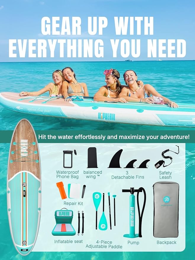 Niphean Inflatable Stand Up Paddle Board with SUP Accessories, Anti-Slip EVA Deck, 10’6’’ Inflatable Paddle Boards for Adults & Youth of All Skill Levels - The Vitality Estate