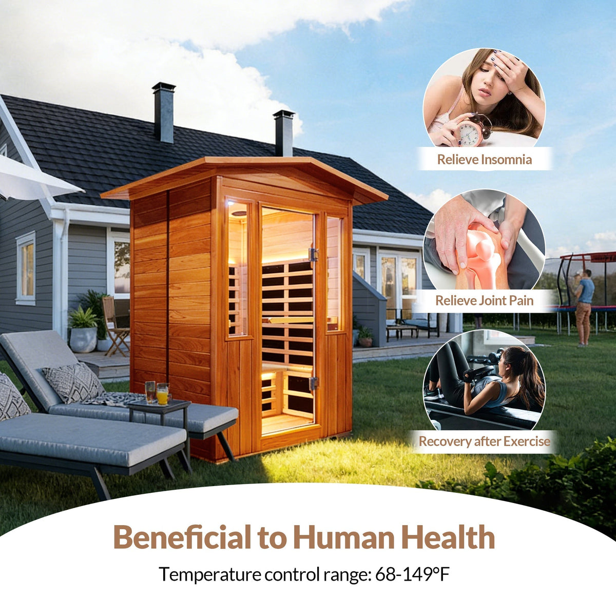 Outdoor Double Red Cedar Far Infrared Sauna Room - The Vitality Estate