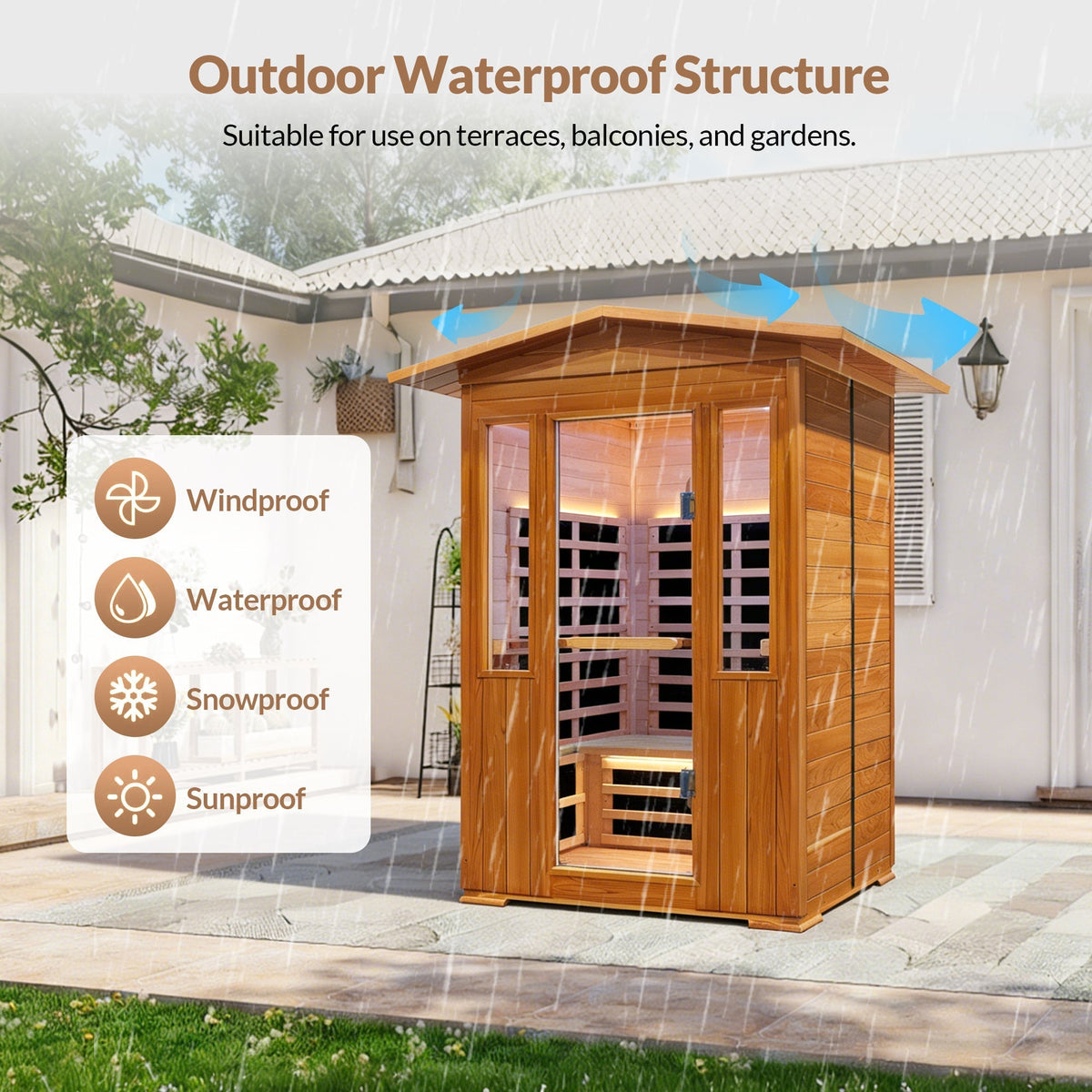 Outdoor Double Red Cedar Far Infrared Sauna Room - The Vitality Estate