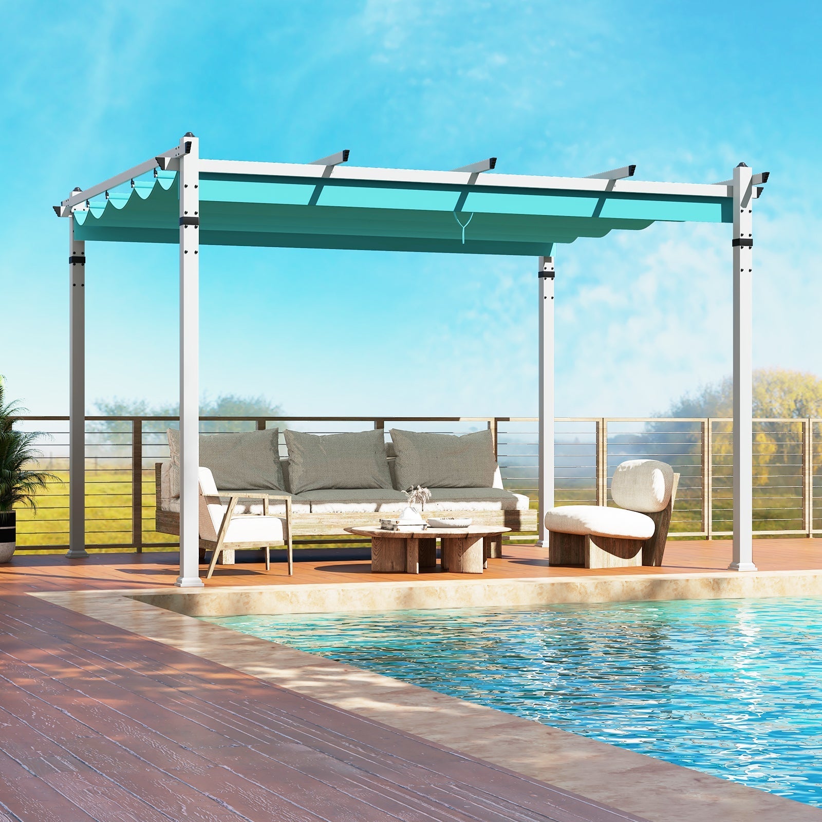 Outdoor Pergola with Retractable Canopy and Aluminum Frame - The Vitality Estate