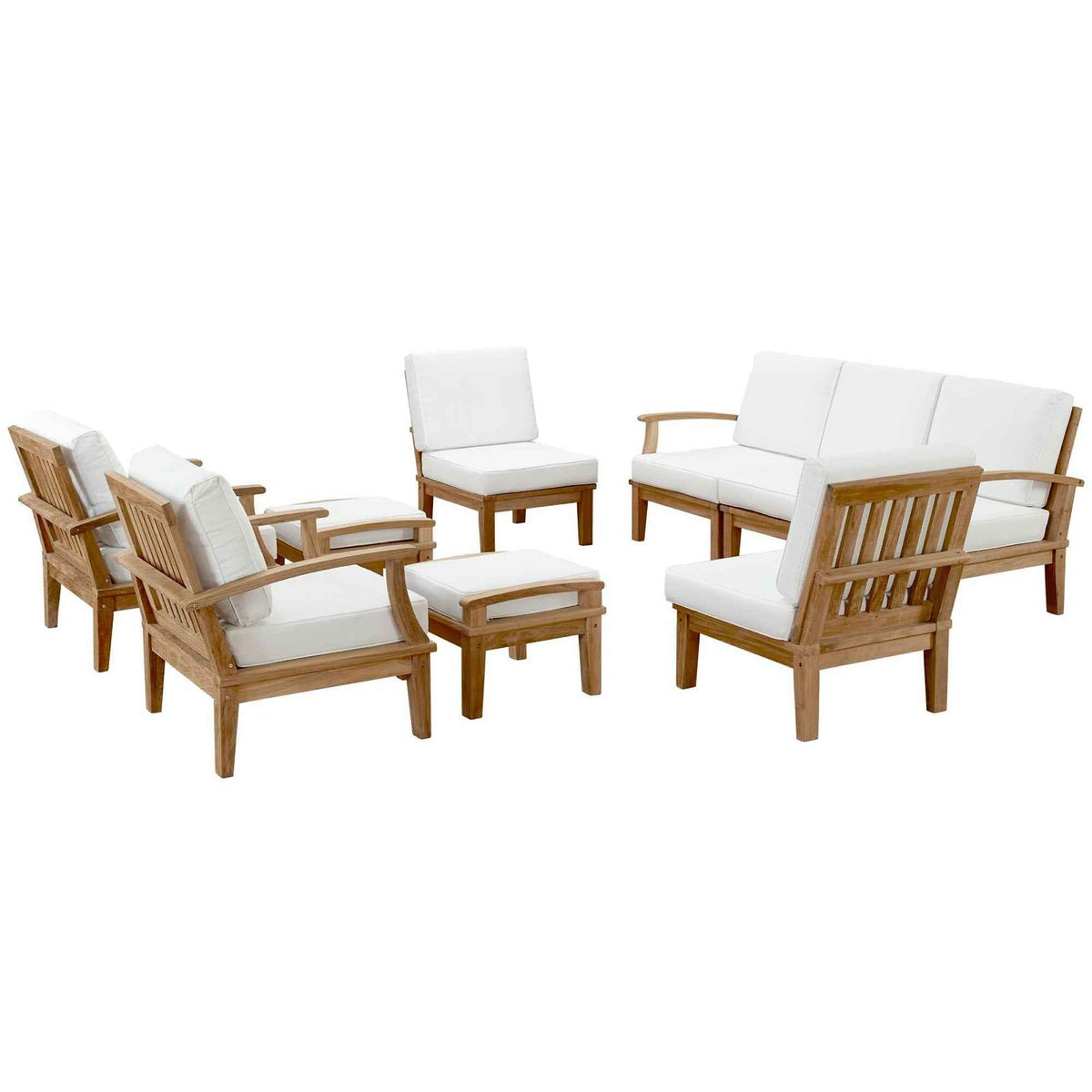 Patio Elegance Outdoor Lounge Set - Marina 9-Piece Teak Collection by Modway - The Vitality Estate