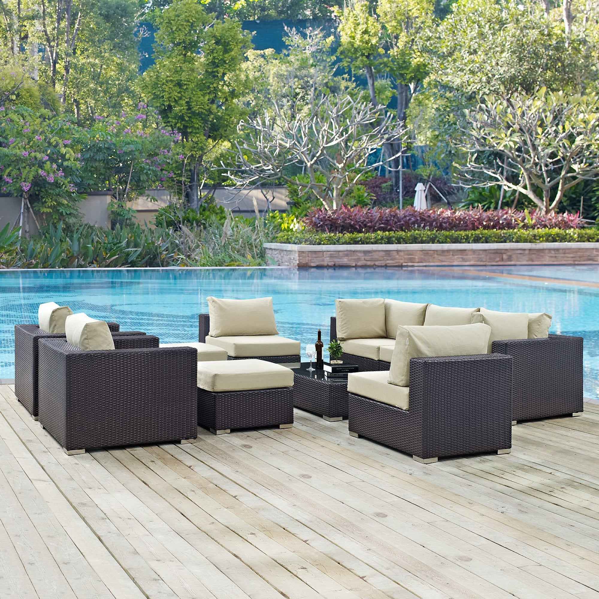 Patio Elegance Outdoor Sectional Set - 10-Piece Convene Lounge Set by Modway - The Vitality Estate
