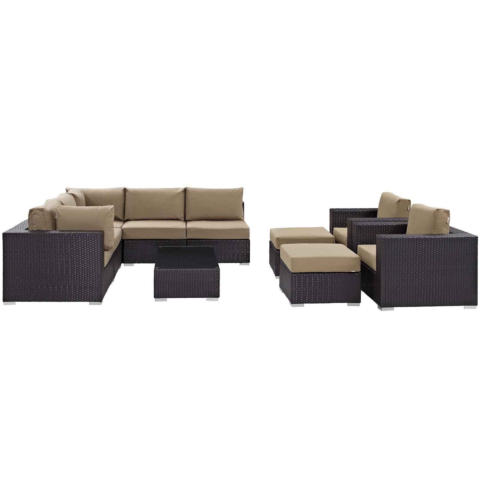 Patio Elegance Outdoor Sectional Set - 10-Piece Convene Lounge Set by Modway - The Vitality Estate