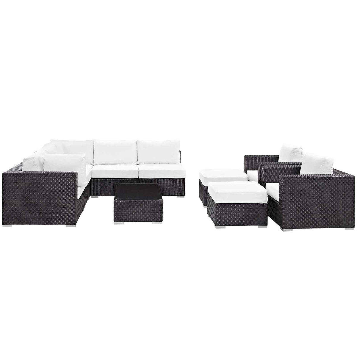 Patio Elegance Outdoor Sectional Set - 10-Piece Convene Lounge Set by Modway - The Vitality Estate