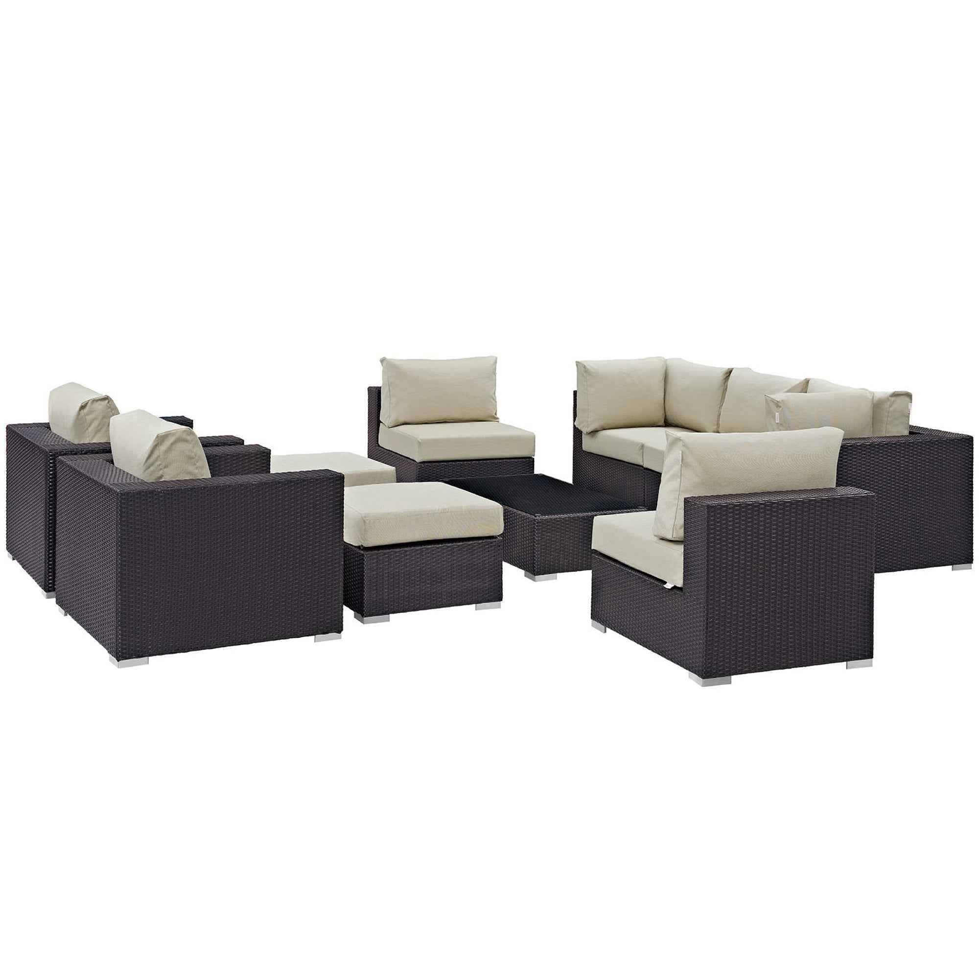 Patio Elegance Outdoor Sectional Set - 10-Piece Convene Lounge Set by Modway - The Vitality Estate