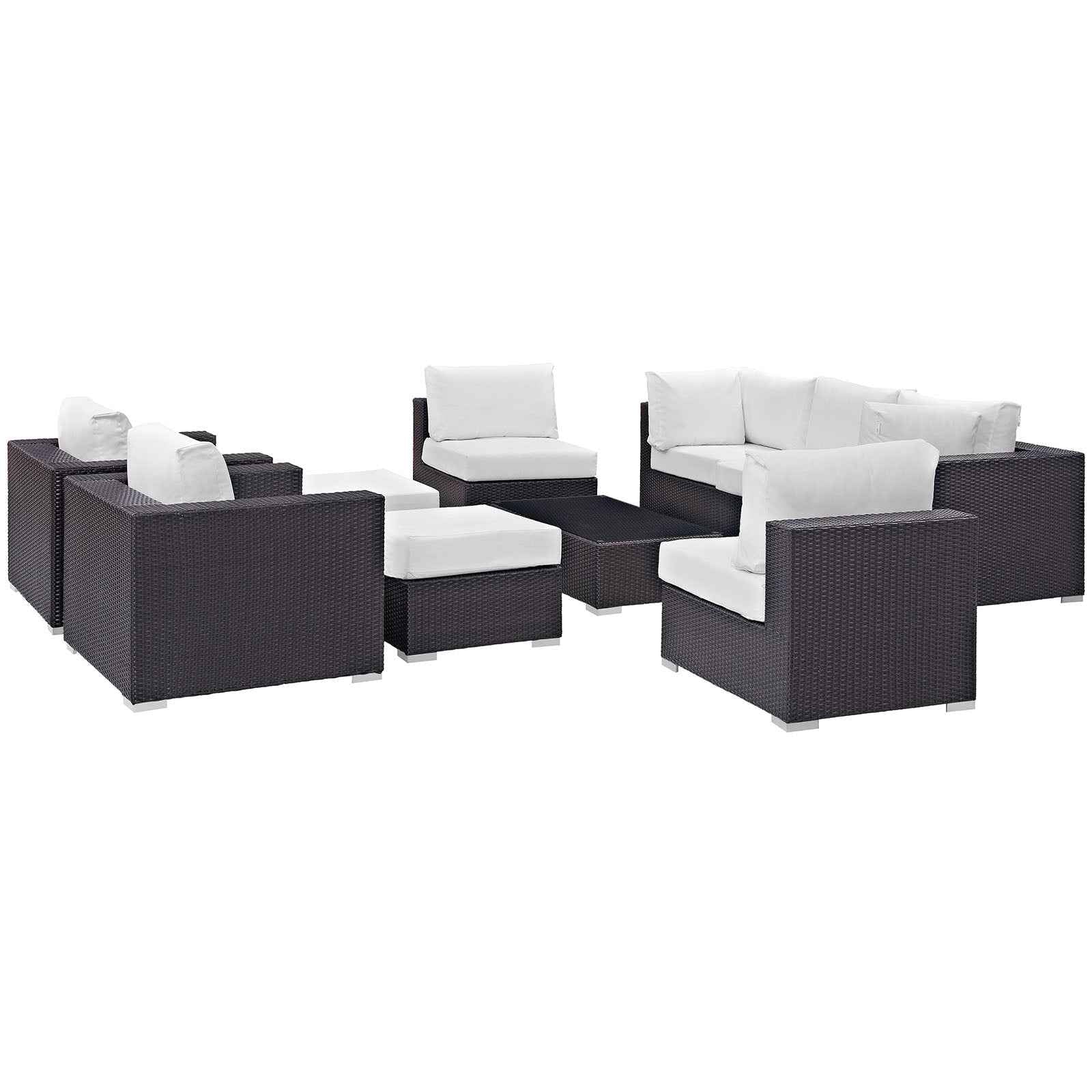 Patio Elegance Outdoor Sectional Set - 10-Piece Convene Lounge Set by Modway - The Vitality Estate