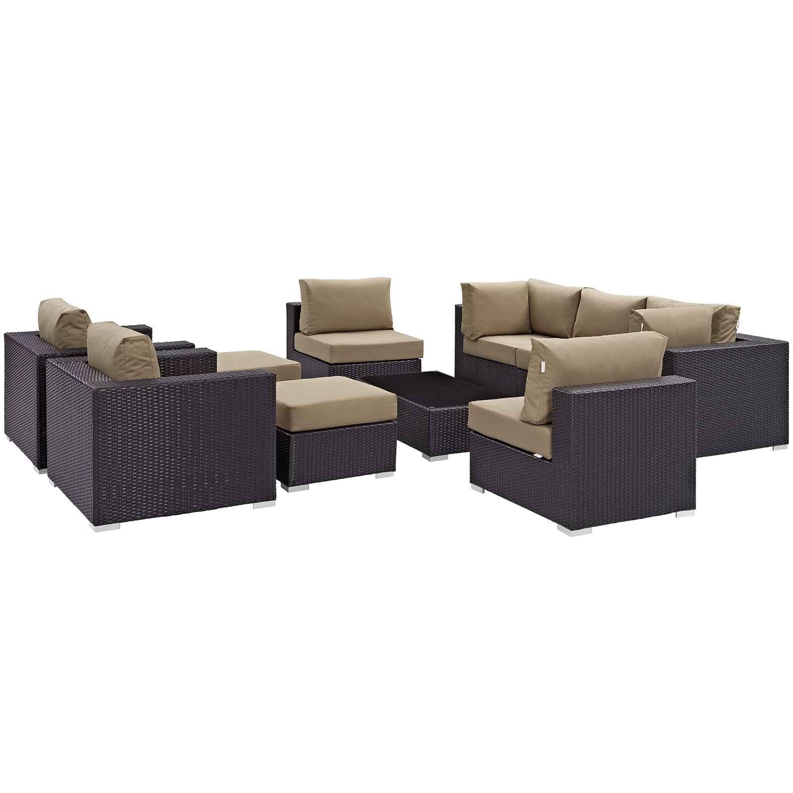 Patio Elegance Outdoor Sectional Set - 10-Piece Convene Lounge Set by Modway - The Vitality Estate