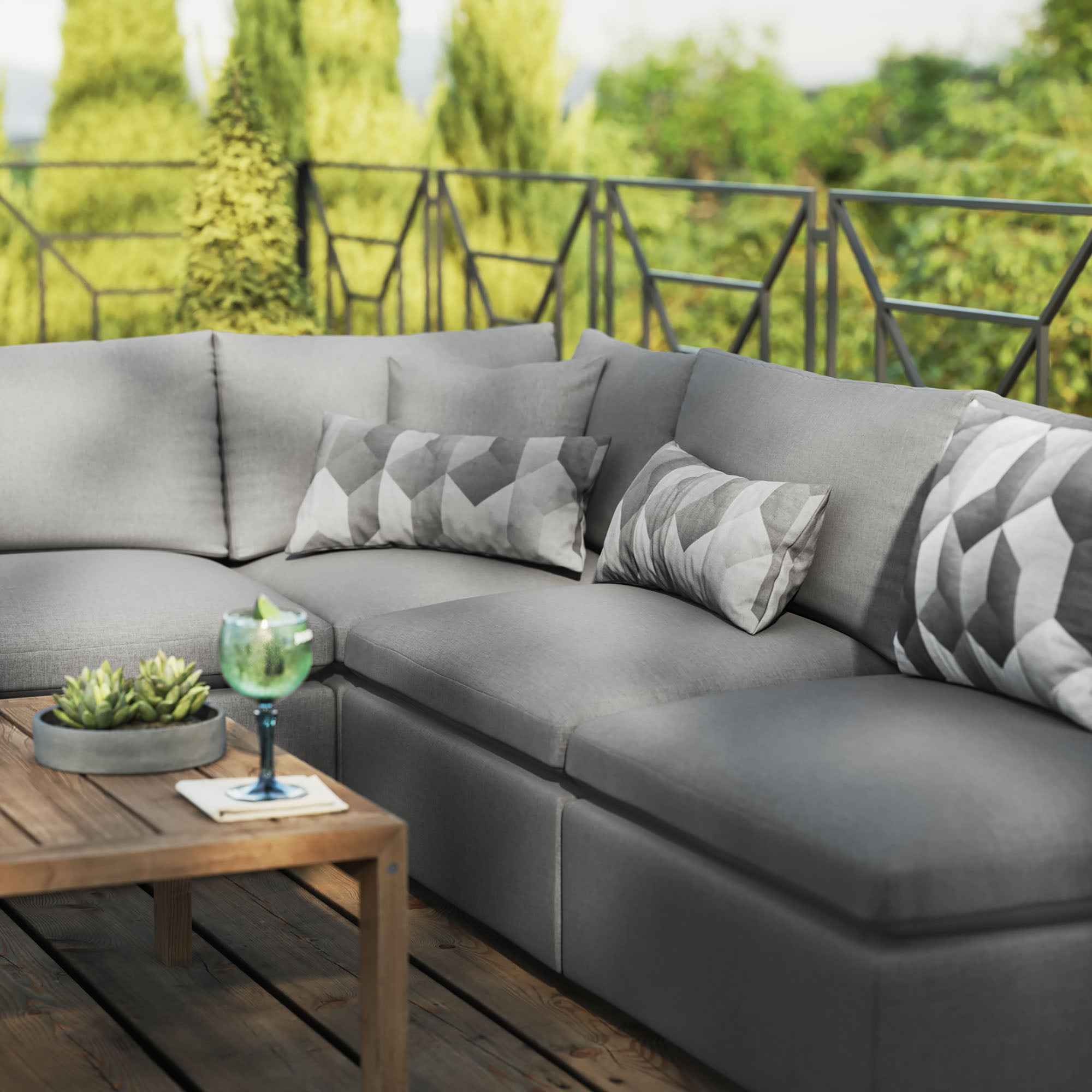 Patio Elegance Outdoor Sectional Sofa Set by Modway – Stylish 5-Piece Furniture for Patios - The Vitality Estate
