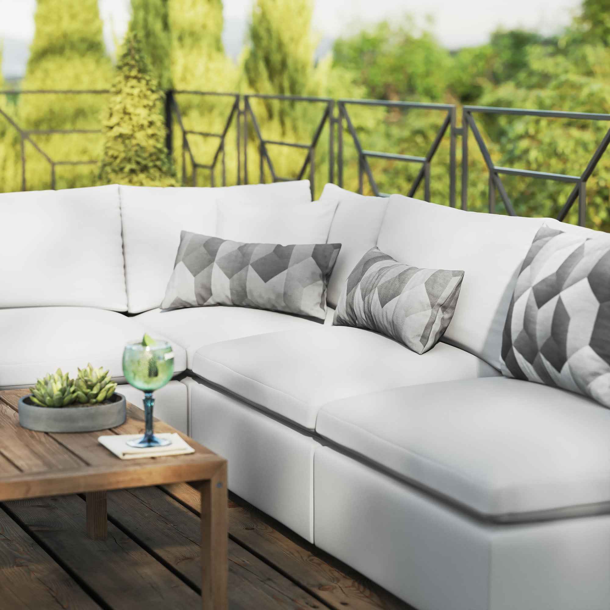 Patio Elegance Outdoor Sectional Sofa Set by Modway – Stylish 5-Piece Furniture for Patios - The Vitality Estate